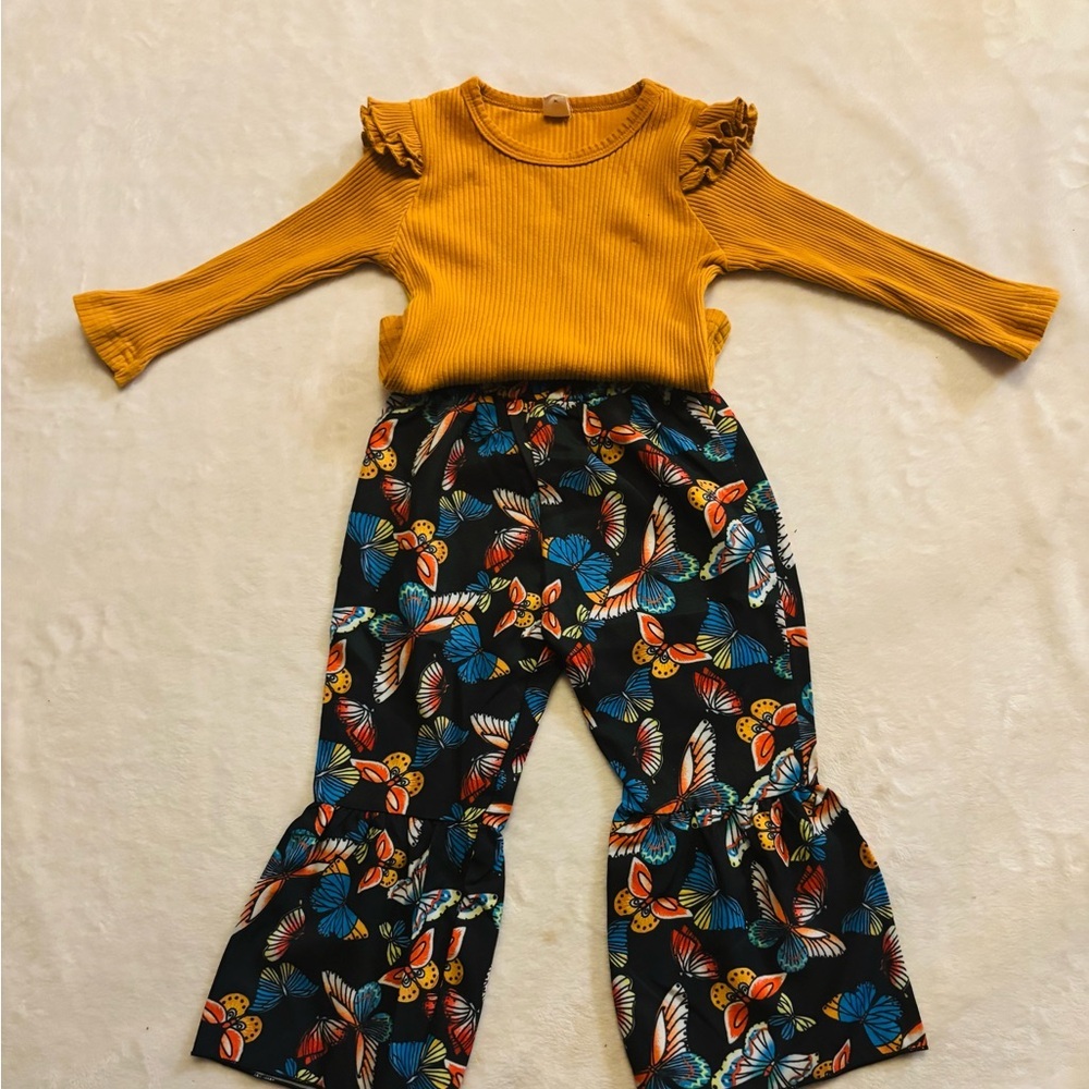 Matching Set Butterfly Pants and Ruffle Top  12-18 months NWOT